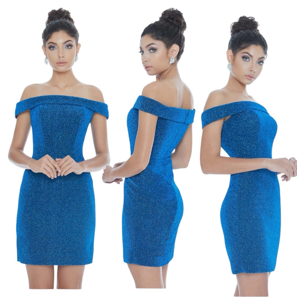 Elegant Blue Off-Shoulder Mini Dress